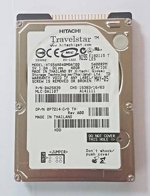40GB IDE Hitachi Travelstar HTS548040M9AT00 P-ATA 5400rpm 8MB 2.5