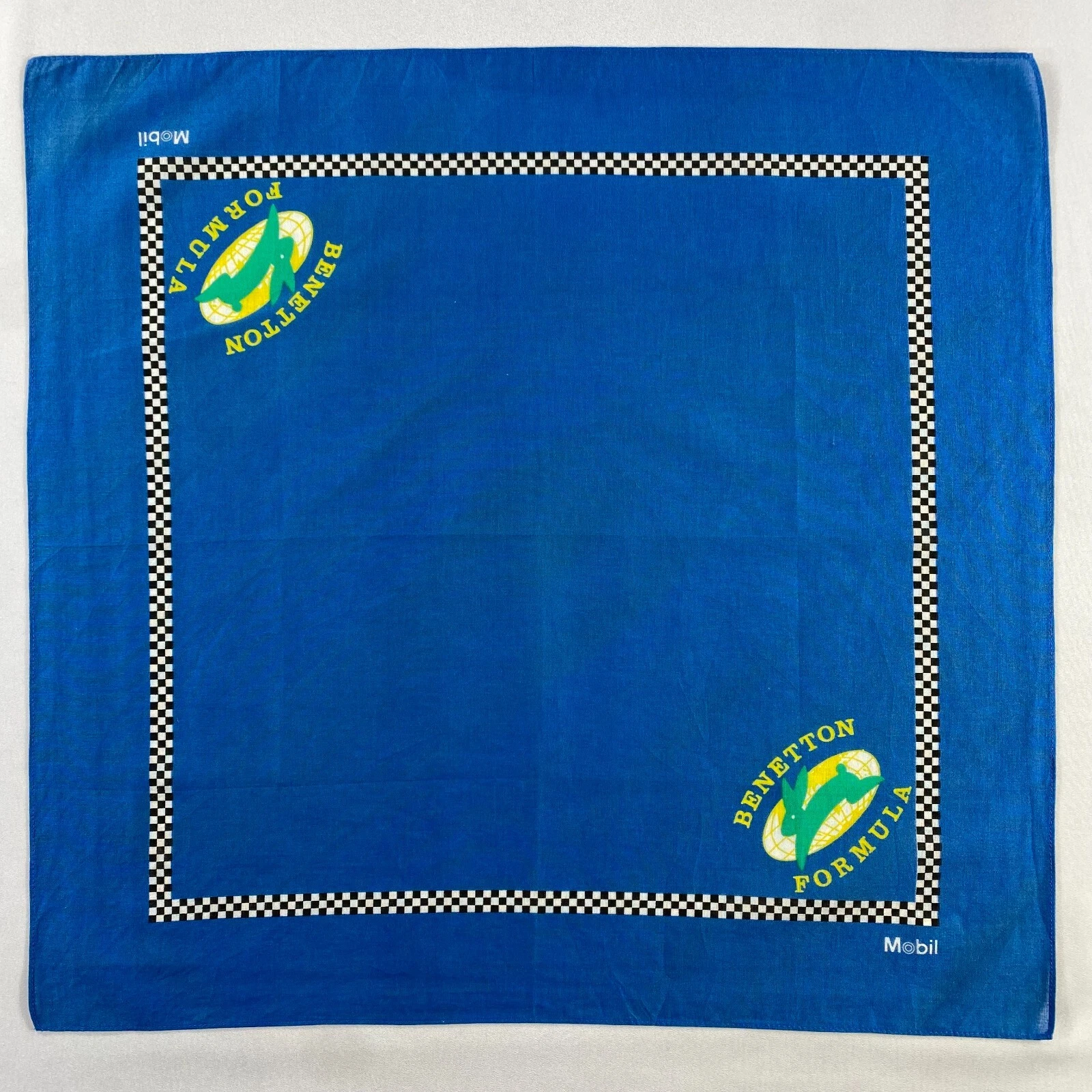Vintage Benetton Formula Handkerchief Pocket Square Bandana Neckerchief