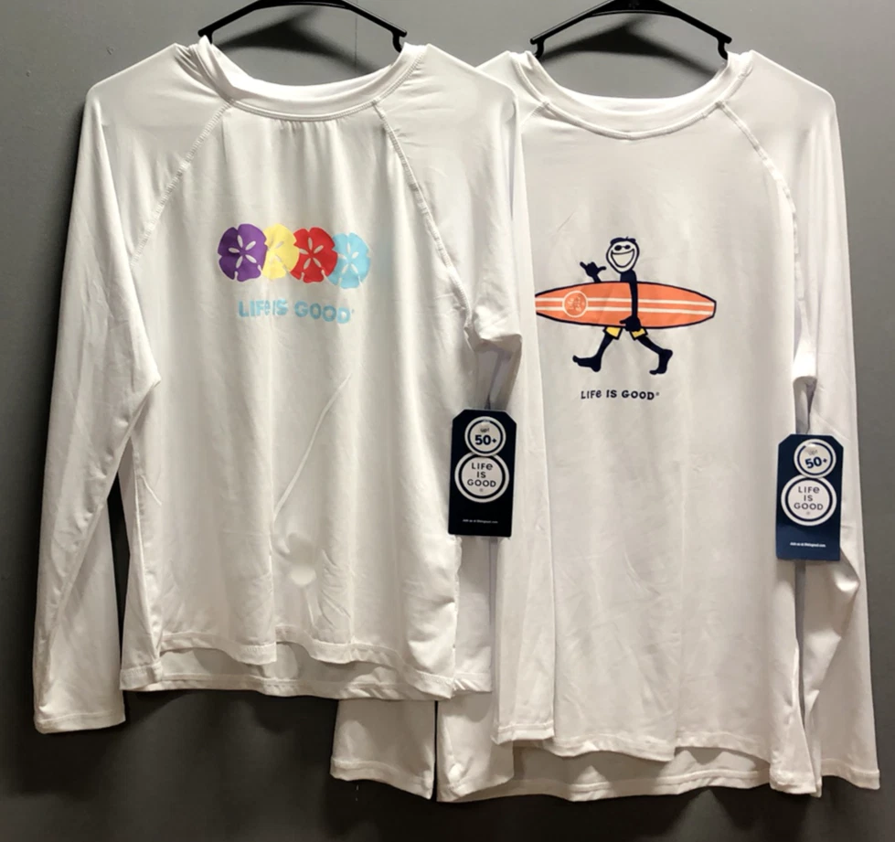 2PK Life Is Good Men's Long Sleeve SunShirt UPF 50+ ~ Large ~ FAST SHIP