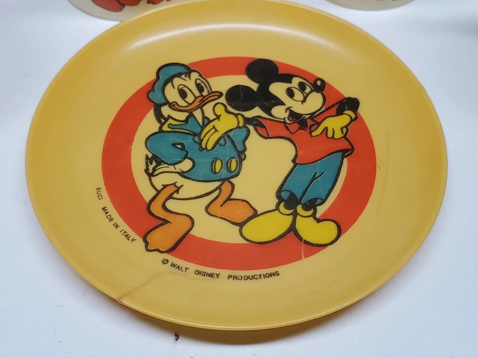 Juego de té de plástico para niños Walt Disney Mickey Mouse Club 1960 de colección 4 tazas de té y plato Foto 4 de 4