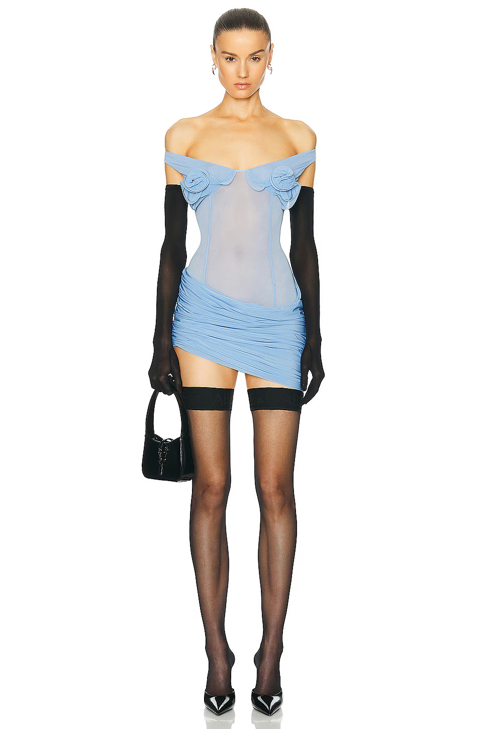Magda Butrym Rosette Mini Dress Blue 38 $1705