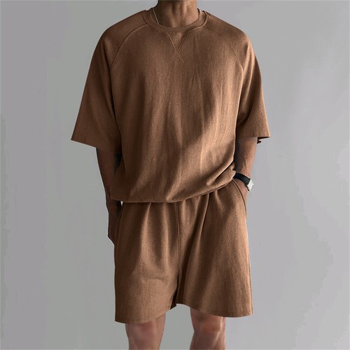 Mens T-Shirt Shorts Set 2 Piece Outfits Sportswear Short Sleeve Sport Tracksuit - 第 11/12 張圖片