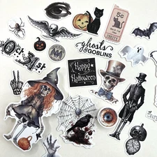Halloween Die Cut Shapes Cardstock Vintage Style Collage Junk Journals Cards