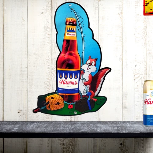 Hamm's Beer Die Cut Vintage Style Bar Garage Advertising Retro Metal Sign