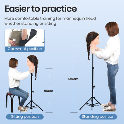 80-130cm Puppenkopfständer Perückenständer für Frisierköpfe Halter Wig Stand