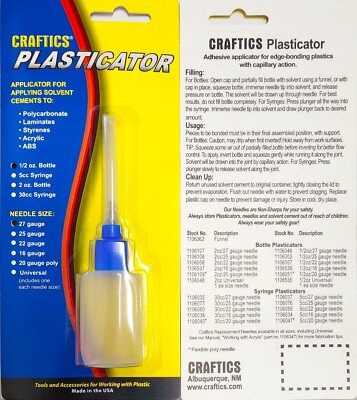 Craftics 1/2oz Solvent Applicator Bottle with a 27 Gauge Needle