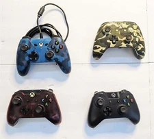 4 Microsoft Xbox ONE Wired Wireless Controllers BLACK RED FOR PARTS AS IS