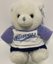 Build A Bear White Bear With Clothing Purple  White Princess Shirt Denim Skirt