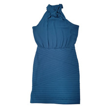 Guess By Marciano Green Turquoise Bluish Criss Cross Knot High Neck Dress Sz M