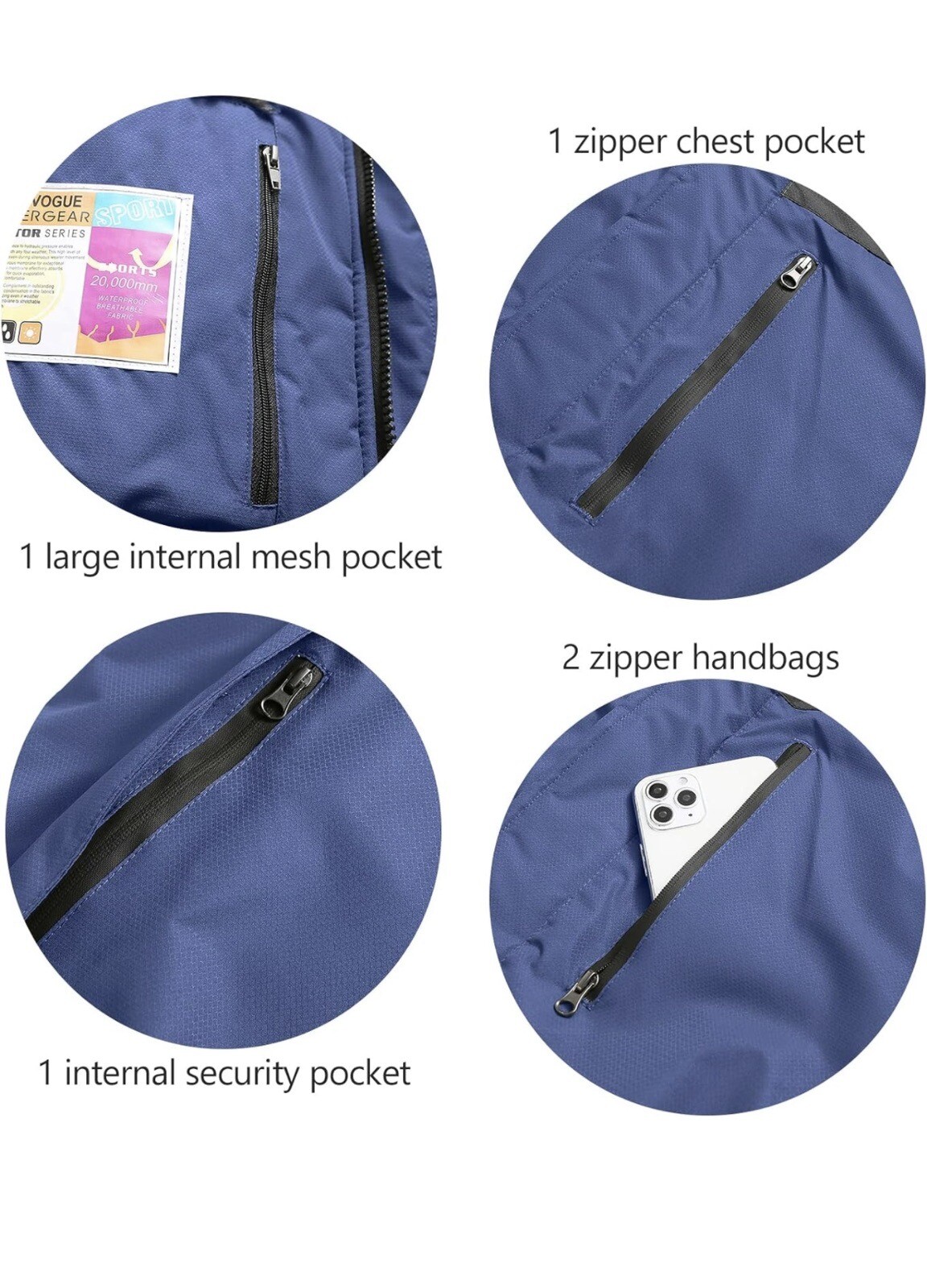 Men'S Waterprof Ski Jacket WindprofRain Jackets Snowboarding Hooded