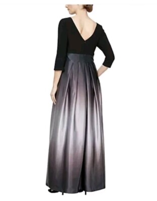 ignite evenings ombre dress Alex Evenings Petite Long Sleeveless Ombre Glitter Mesh Dress with Cowl Neckline and Cascade Detail Skirt WINE MULTI / 14P main image 1