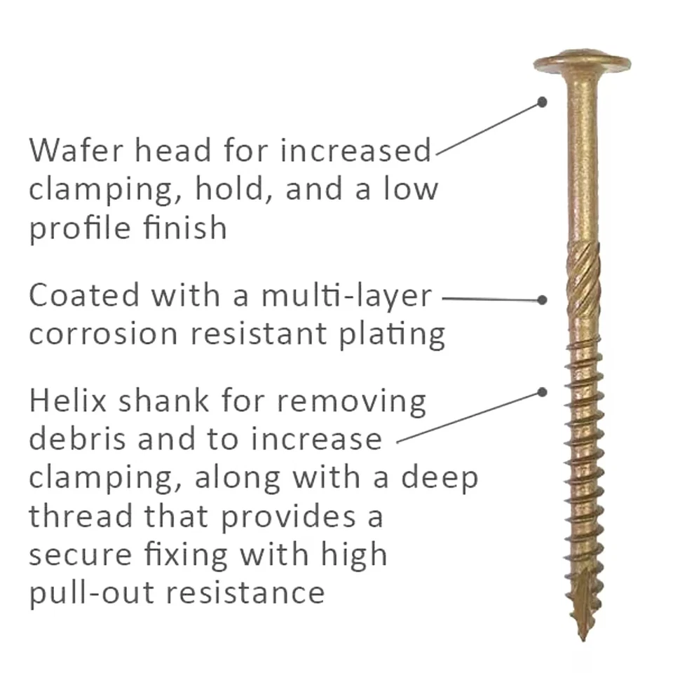 WAFER HEAD LANDSCAPE WOOD SCREWS TIMBER FIX SLEEPER DECKING JOINING TORX INDEX - Image 3 of 3