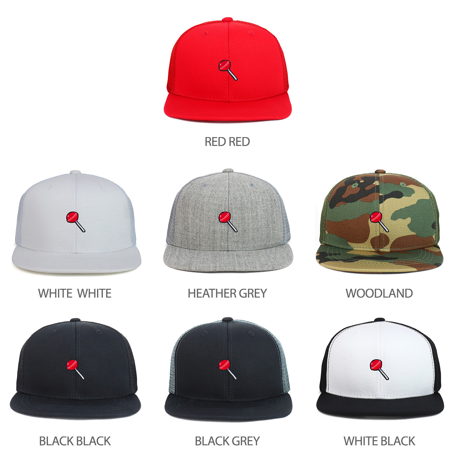 Youth Kid's Lollipop Patch Flat Bill Mesh Back Snapback Trucker Cap - FREESHIP