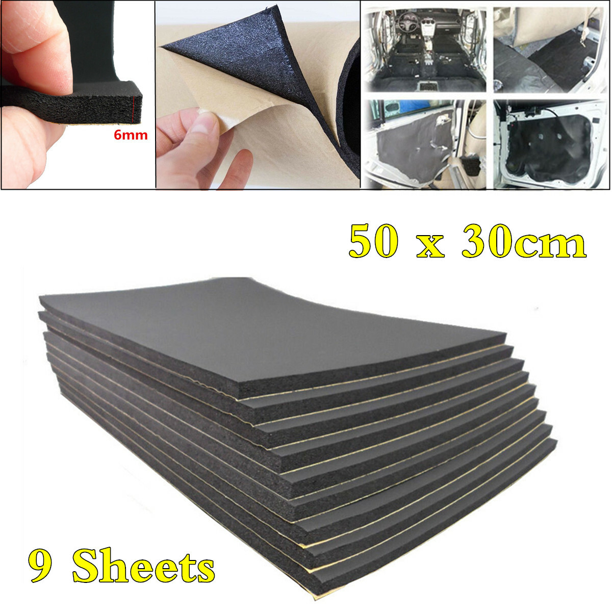 Car Hood Trunk Door Sound Deadener Mats Noise Heat Shield Insulation Foam Pad