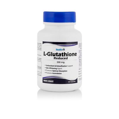 glutathione 250 mg whitening Healthvit L-Glutathione Capsules 250mg 60 Capsules