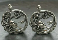 PAIR Medusa Steel Double Flare Tunnels Plugs Snake Gorgo Gorgan Earlet Gauges