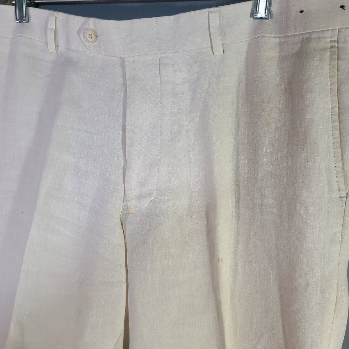 Pantalon Homme 100% Lin Radius Ormezzano - Taille 29, Plissé, Ourlet Brut (Italie)