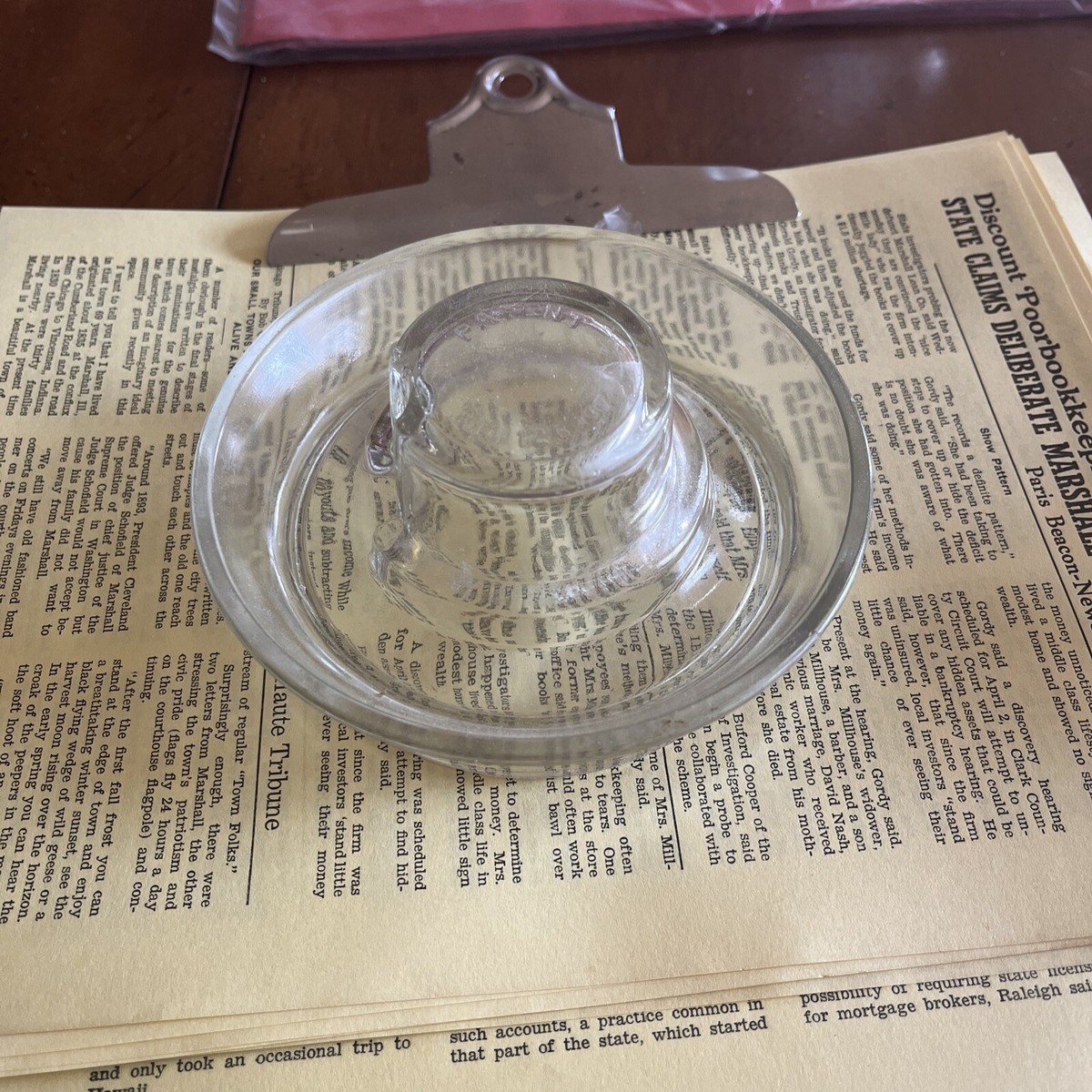 Vintage ~ Glass Chicken Waterer Base ~ Patent No: 126997 | eBay