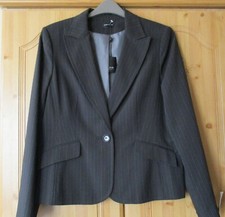 Ladies Black Pinstripe Jacket By E-vie - Uk Size 18 - Bnwt