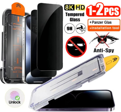  Anti-Spy Blickschutz Sichtschutz für iPhone 12 13 14 15 16 Pro Max + INSTALL 