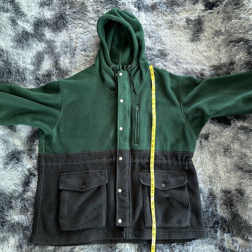 Felpa con cappuccio vintage anni '90 Polo Sport Verde Nero Cerniera Pile Pile Pile USA XL - Foto 21 di 21