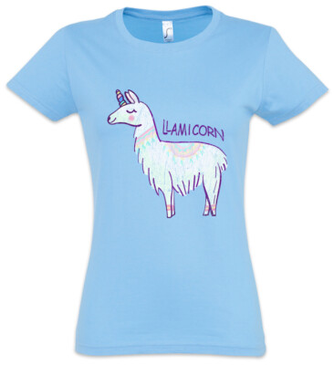 LLamicorn Damen T-Shirt Unicorn Fun Rainbow Fairytale Lama Horn Geek Nerd
