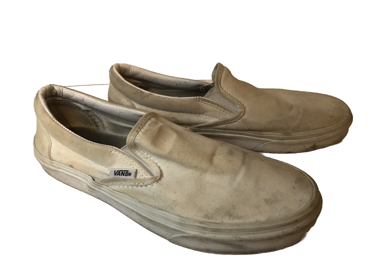 VANS Slip-On canvas White Womens Size Low-Top Skate Loafers