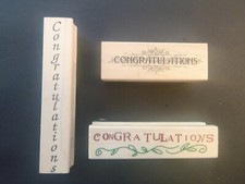 3 Different Stamps - Congratulations - Wood Mounted Rubber Stamp