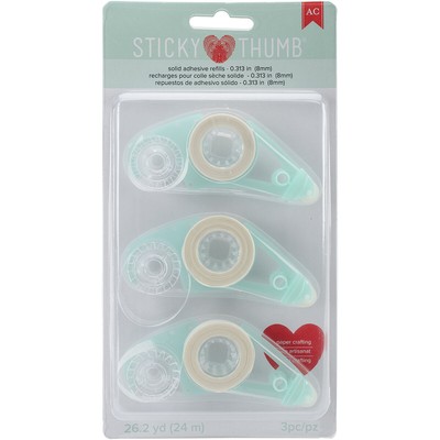 American Crafts Sticky Thumb Adhesive Refills 3/Pkg-Permanent Solid 26.2yd