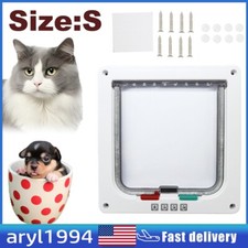 Small 4 Way Safe Lockable Cat Door Free Access Brush Flap Screen Locking
