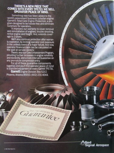 9/1990 pub allied signal aerospace garrett tfe 731 turbofan engine ...