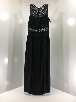 Ashley Stewart Sleeveless Lace Bodice Side Split Maxi Dress Black Sz:14/16  NWT @ | eBay
