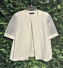 Nine West Short Sleeve Open Front Blazer Ivory Womens 12