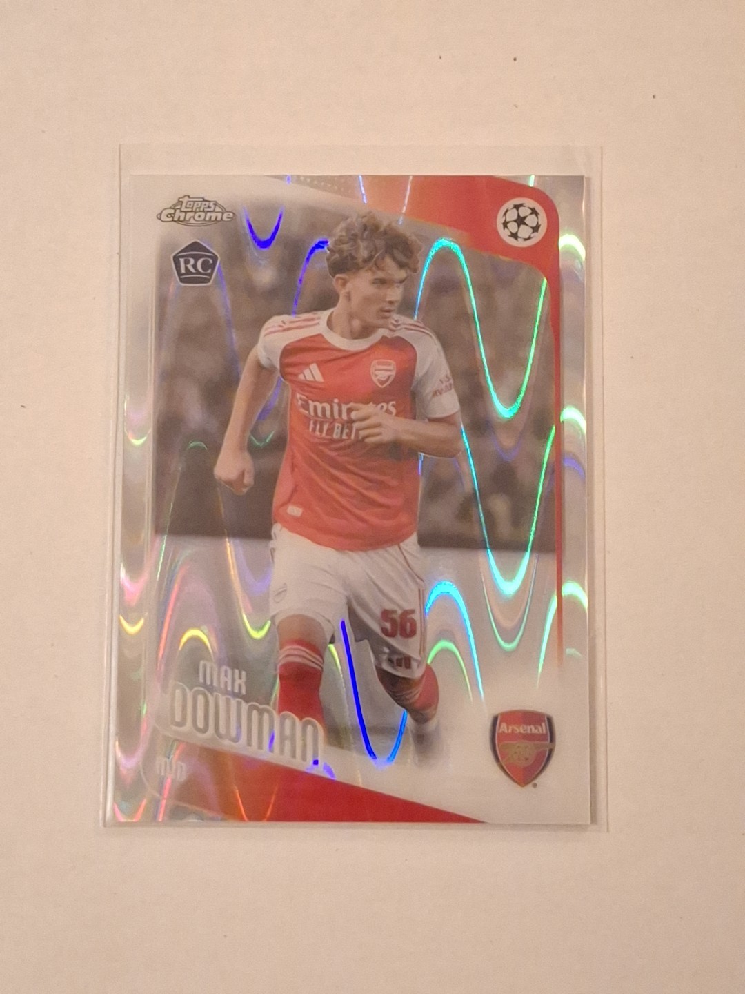 Topps Chrome UCC 25/26 RC Max Dowman Raywave Parallel Arsenal for sale on Ebay