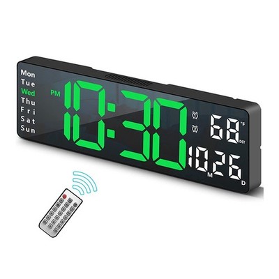 13 Inch LED Digital Wall Clock Large Display with Remote Control Table Alarm
