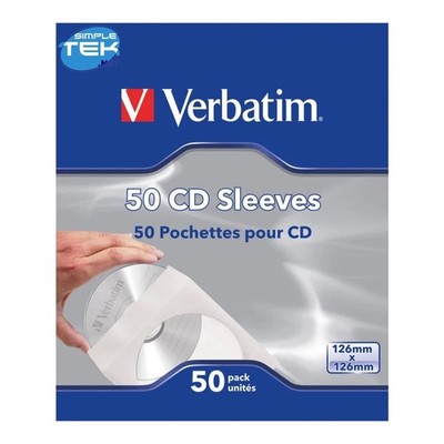 Verbatim 50 X CD DVD Blu-ray Disc Sleeves White Paper Window