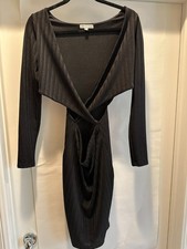 Spirit of Grace Black Cocktail Dress LBD Cutout Wrap Long Sleeve Junior