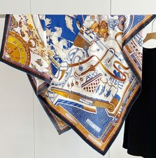 Pure Twill Silk Scarf Bandanna Large Wrap Animal Horse Print Square Shawl 53"