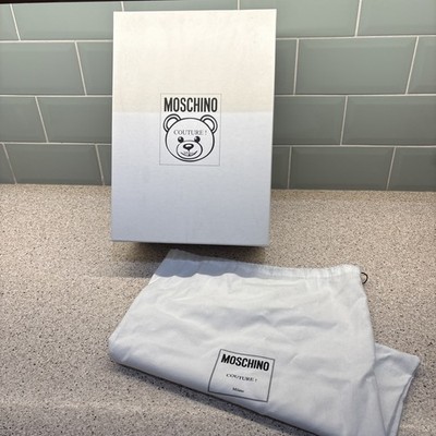 Leere echte weiße Moschino Sneaker Box, Staubbeutel & Papier (35x24,5x13cm) Geschenk