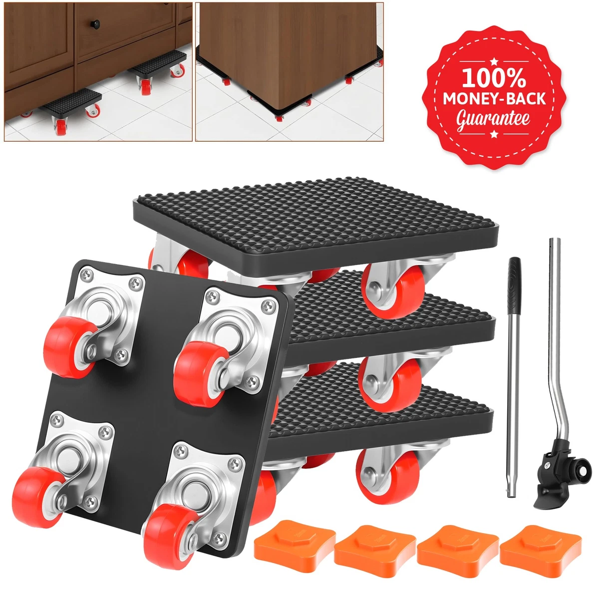 Möbelhund Möbelroller 63x48cm Rollbrett Umzugsroller 100 mm gebremste Lenkrollen