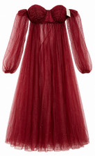 Formal Dress Women's earl Beaded Sheer Tulle Dress, Style# 4099424, Size L, Burg