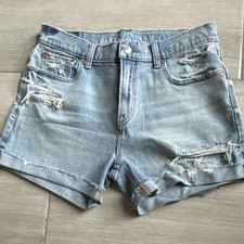 American Eagle Cut Off Denim Shorts Distressed Stretch Light Blue Women's Size 0