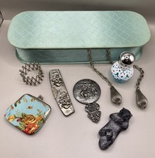 8pc VTG Vanity Boudoir Lot Glove Box Comb Mir...