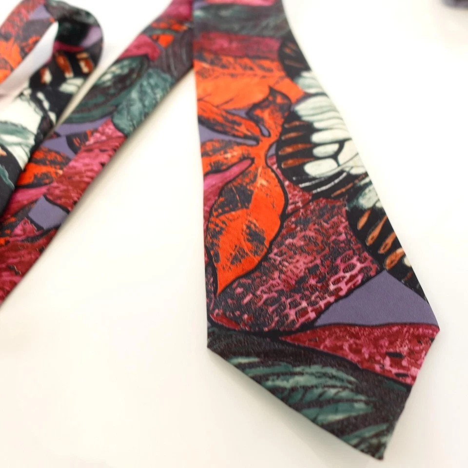 Corbata de cuello Prince Bellini para hombre roja pintura floral artista estilo italiano clásico EE. UU. Foto 4 de 4