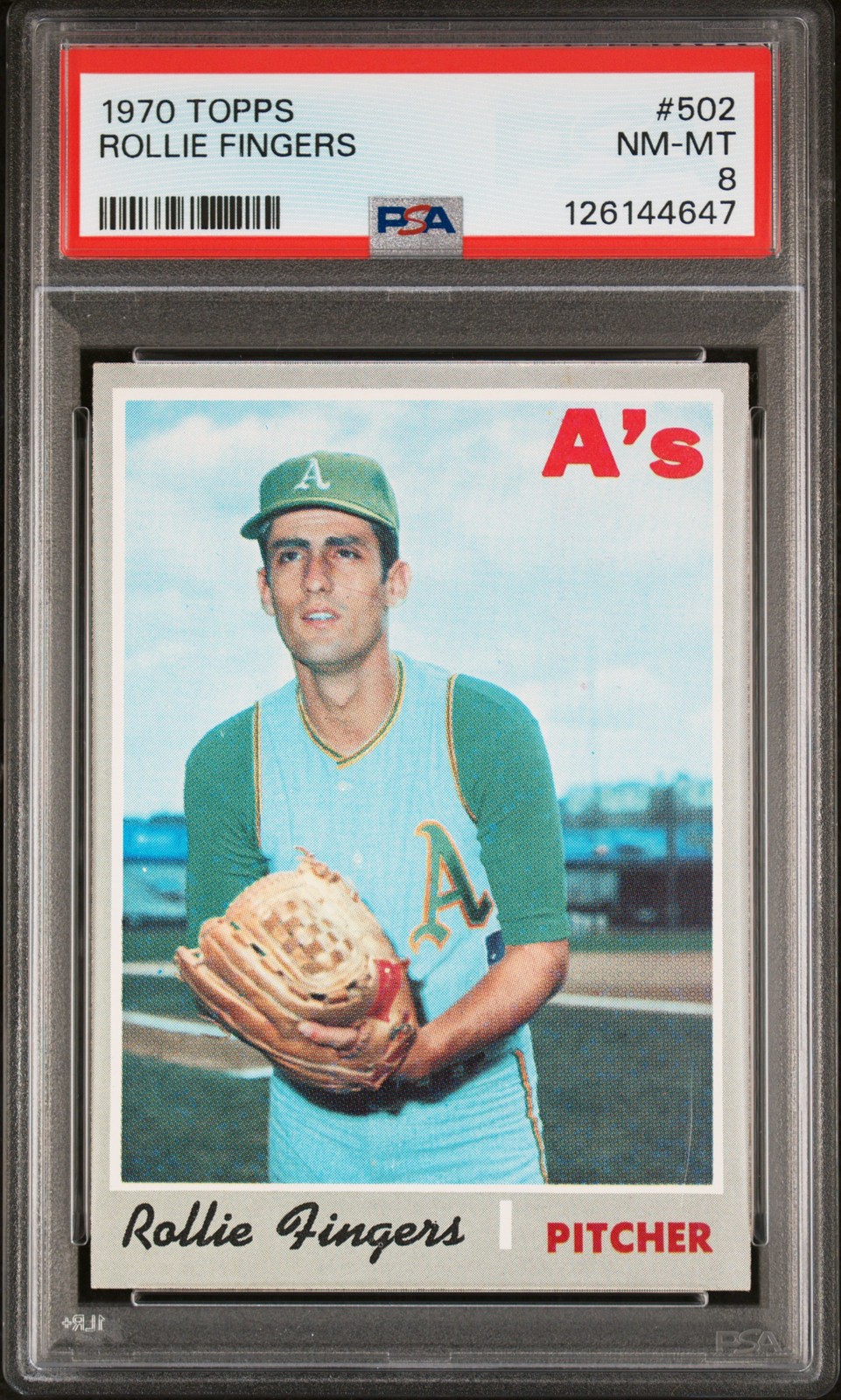 1970 TOPPS #502 ROLLIE FINGERS PSA 8