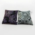 Halloween Bats Spiders Web Purple 10.5x10.5 Beaded Decorative Throw Pillows Two