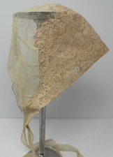 Vintage Antique Pink Lace  Mesh Doll Hat Bonnet