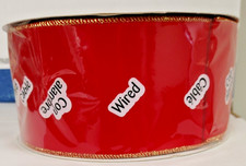 Offray RED Value VELVET RIBBON with GOLD EDGE 4" wide Decorative Ribbon 50 yards