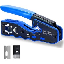 RJ45 Crimp Ethernet Pass through Crimper Crimp Tool Kit Network Cat5 Cat6 8P8C