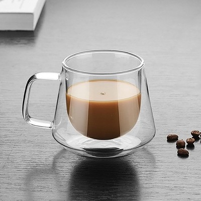Doppelwandiger Kaffeebecher aus Glas, 350 ml, Wärmedämmung, umweltfreundlich, tragbar